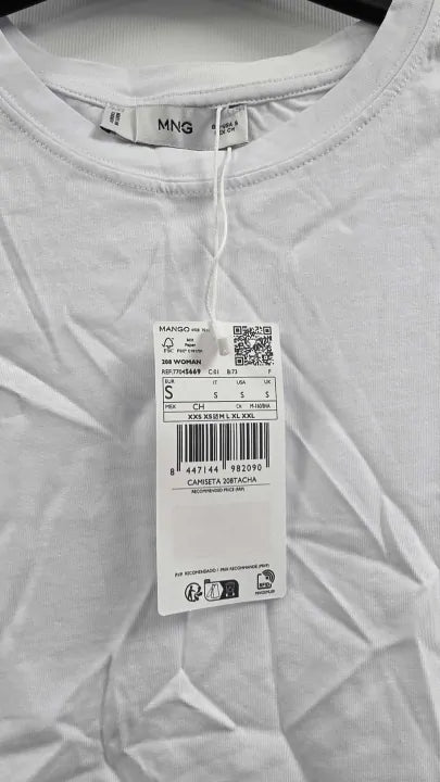 Mango - White Studded Sleeveless Cotton T-shirt - White Size: S