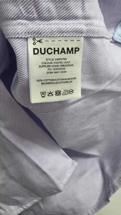 Duchamp - Lilac Royal Twill Cotton Shirt - Purple Size: 16.5