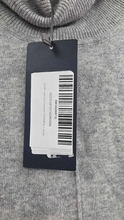 Sosandar - Light Grey Cashmere Marl Roll Neck Jumper - Grey Size: M
