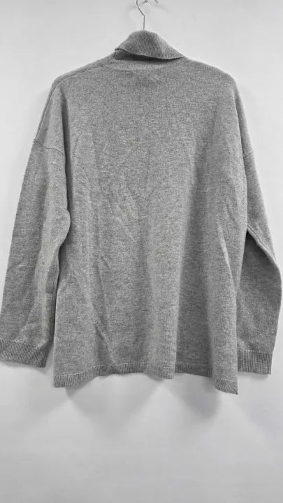 Sosandar - Light Grey Cashmere Marl Roll Neck Jumper - Grey Size: M