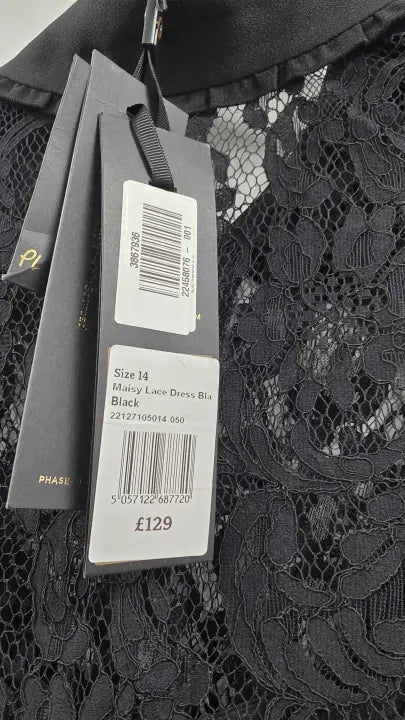 Phase Eight - Black Maisy Lace Dress - Black Size: Uk 14