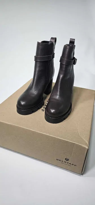 Belstaff - Brown Rebel Heeled Leather Boots - Brown Size: Uk5