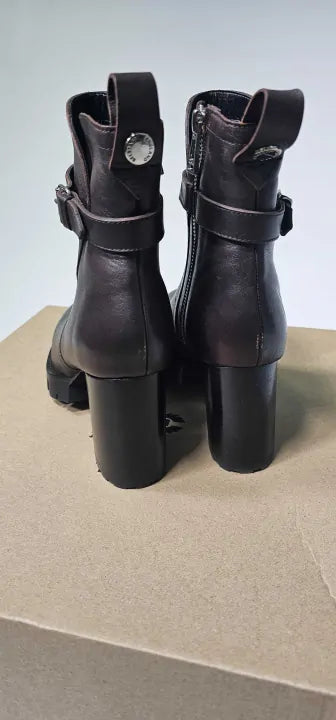 Belstaff - Brown Rebel Heeled Leather Boots - Brown Size: Uk5