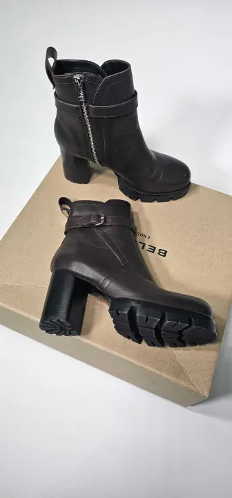 Belstaff - Brown Rebel Heeled Leather Boots - Brown Size: Uk5