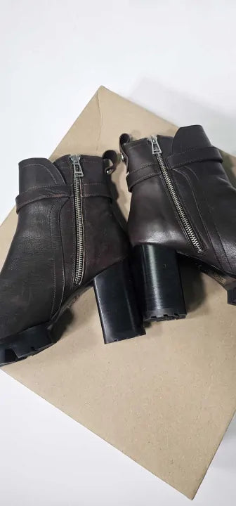 Belstaff - Brown Rebel Heeled Leather Boots - Brown Size: Uk5