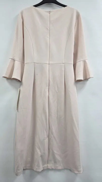 Adrianna Papell - Pale Pink Bell Sleeve Tie Front Dress - Pink Size: Uk 16