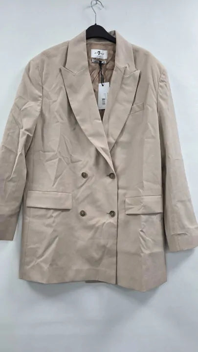 7 For All Mankind - Pink Wool Blend Double Breasted Blazer - Pink Size: M