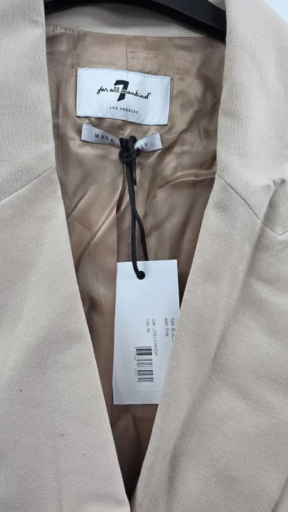 7 For All Mankind - Pink Wool Blend Double Breasted Blazer - Pink Size: M