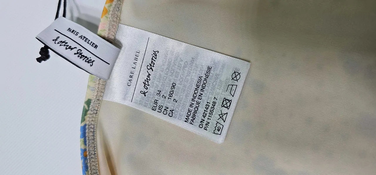 & Other Stories - Peach Printed High Waisted Bikini Bottoms - Multicolour Size: Uk6