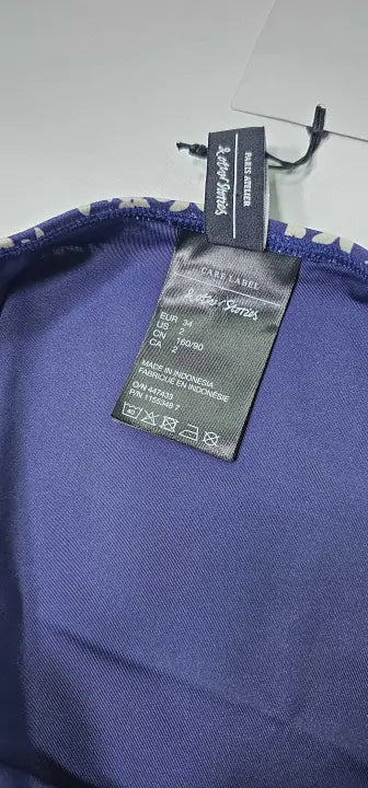 & Other Stories - Navy Printed High Waisted Bikini Bottoms - Blue Size: Uk6