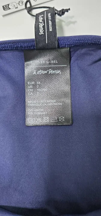 & Other Stories - Navy High Waisted Bikini Bottoms - Blue Size: Uk6