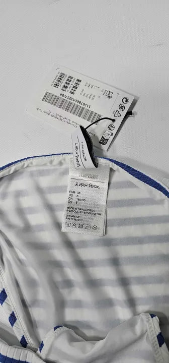 & Other Stories - Blue Striped Tanga Bikini Bottoms - Blue-white Size: Uk10