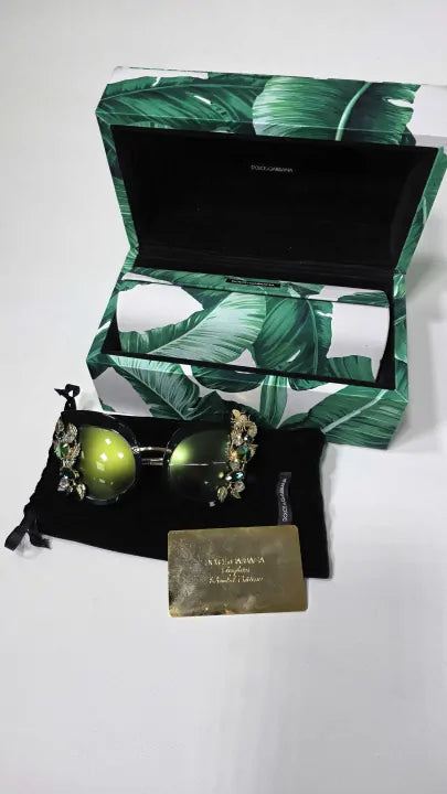 Dolce & Gabbana - Green Embellished Oversize Sunglasses - Multi Size: *