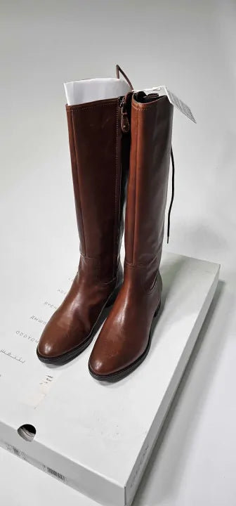 Geox - Women's Brown Leather Felicity Long Boot - Brown Size: Uk7