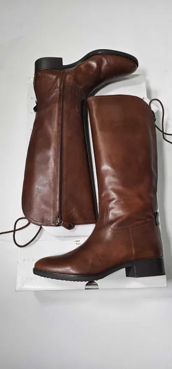 Geox - Women's Brown Leather Felicity Long Boot - Brown Size: Uk7