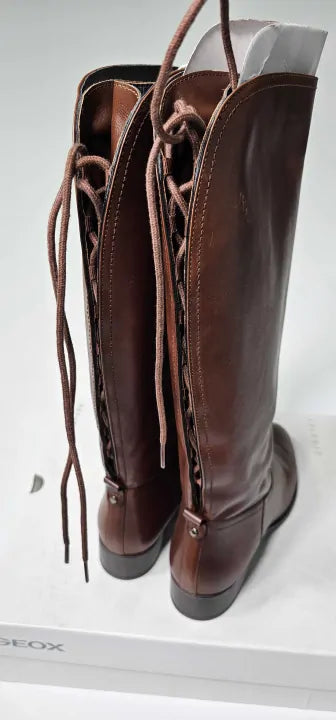 Geox - Women's Brown Leather Felicity Long Boot - Brown Size: Uk7