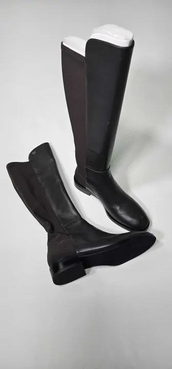 Stuart Weitzman - Slate Grey Leather Keelan City Long Boot - Grey Size: Eu37