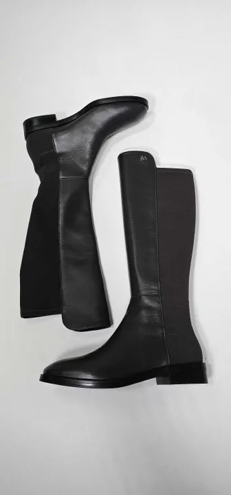 Stuart Weitzman - Slate Grey Leather Keelan City Long Boot - Grey Size: Eu37