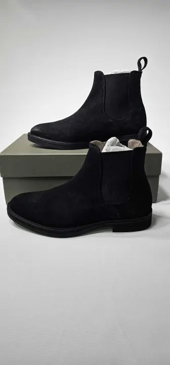 All Saints - Grey Creed Suede Chelsea Boots - Black Size: Uk7