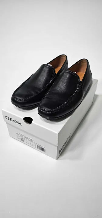 Geox - Men's Black Leather Moner Moccasin - Black Size: Eu45