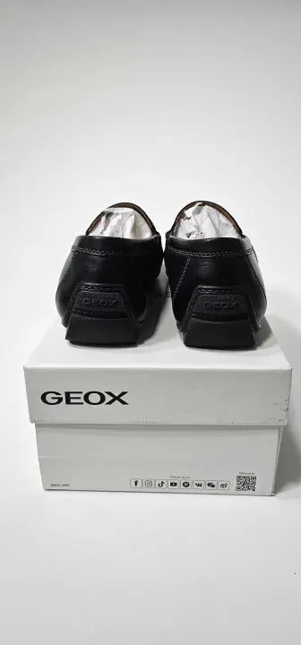 Geox - Men's Black Leather Moner Moccasin - Black Size: Eu45
