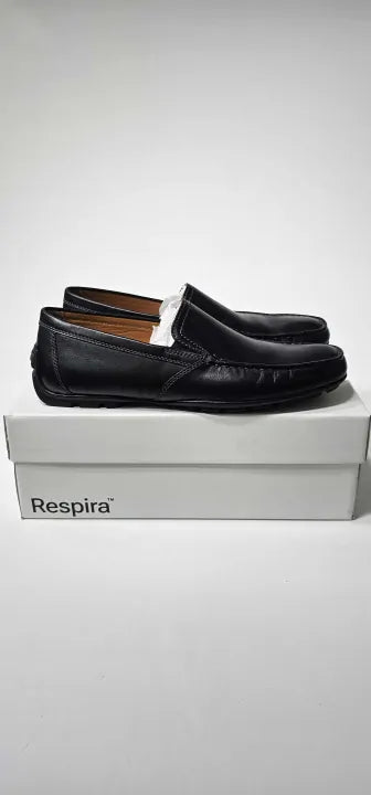 Geox - Men's Black Leather Moner Moccasin - Black Size: Eu45