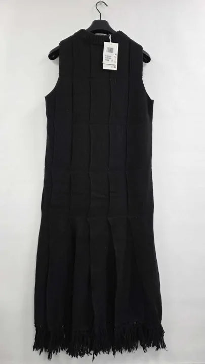 Cos - Black Pandora Fringe Wool Dress - Black Size: M