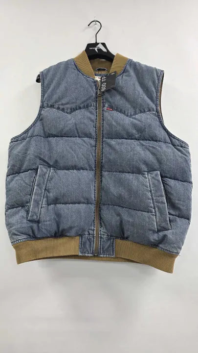 Levi's - Blue Western Denim Super Puffer Gilet - Multi Size: Xl