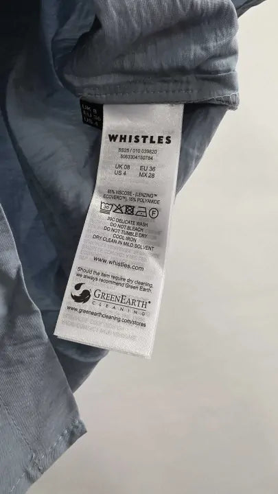 Whistles - Blue Button Down Nicola Shirt - Blue Size: Uk 8