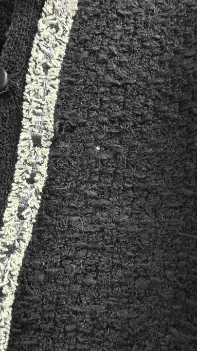 Mango - Black Bicolour Tweed Jacket - Black Size: M