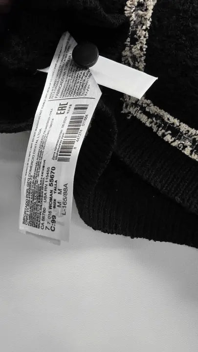 Mango - Black Bicolour Tweed Jacket - Black Size: M