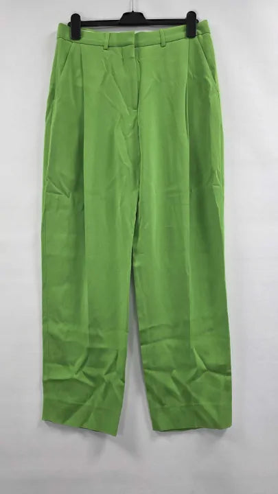 Victoria Beckham Green Single Pleat Tapered Leg Trousers Size: Uk 8