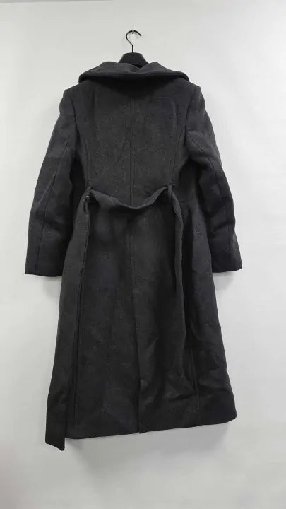 Mango - Grey Woollen Coat With Belt - Grey Size: S