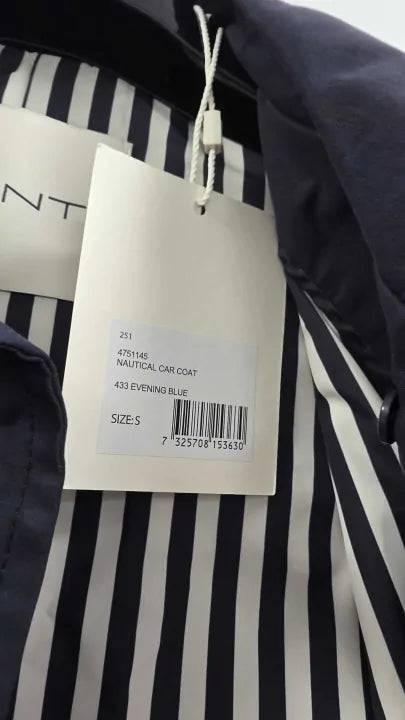 Gant - Navy Nautical Button Down Car Coat - Blue Size: S