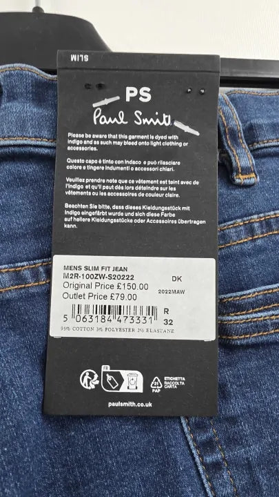 Paul Smith - Dark Blue Slim Stretch Jeans Size: 32R