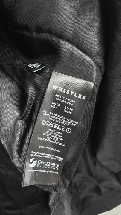 Whistles - Dark Grey Mia Elongated Waist Blazer - Grey Size: Uk 8