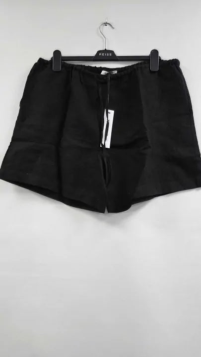 No Eleven - Black Linen Shorts Size: Xl