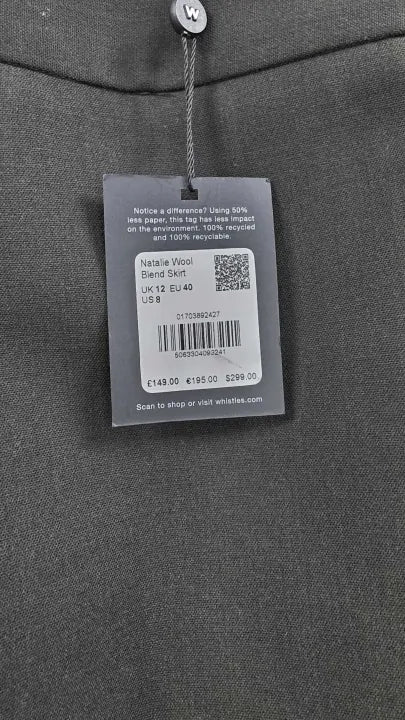 Whistles - Dark Green Natalie Wool Blend Skirt - Green Size: Uk 12