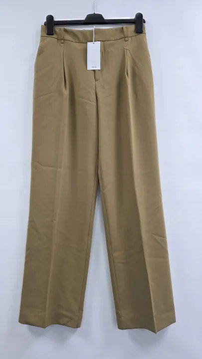 Mango - Medium Brown Straight Fit Pleated Trousers - Brown Size: 34