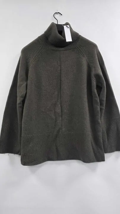 N°· Eleven - Khaki Cashmere Centre Front Seam Raglan Tunic Jumper - Green Size: S