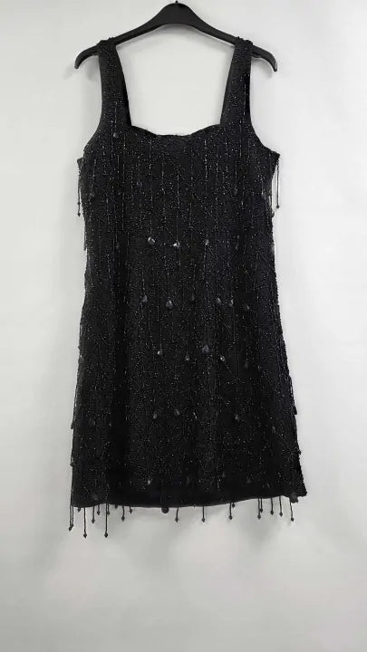 Whistles - Black Beaded Mini Dress - Black Size: Uk 10