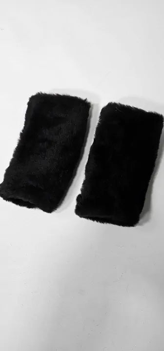 No Eleven - Brown Fingerless Half Fur Mittens - Brown Size: