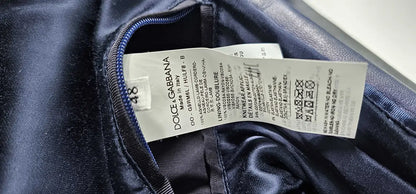 Dolce & Gabbana - Blue Leather Man Biker Full Zip Jacket - Size: M