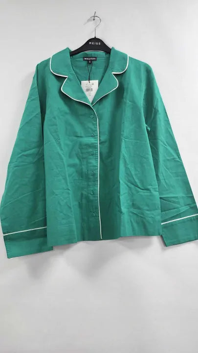 Whistles - Green Contrast Piping Pyjamas - Green Size: M