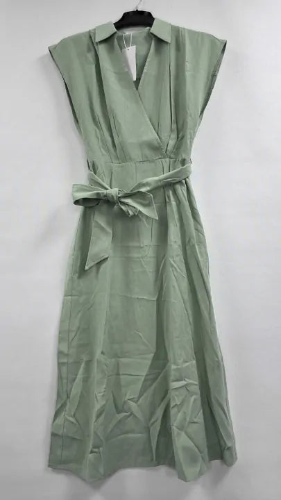 Mango - Mint Cap Sleeve Wrap Dress - Green Size: S