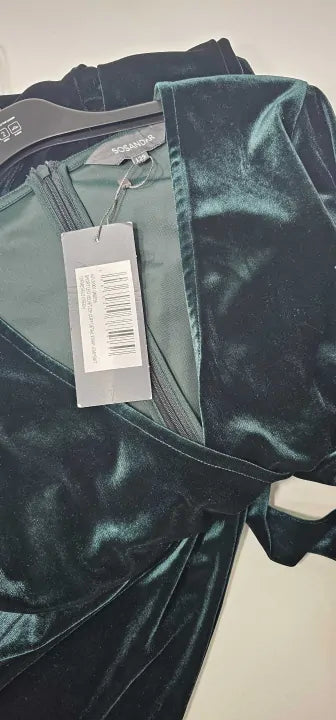 Sosandar - Emerald Green Velvet Zip Detail Wrap Jumpsuit - Green Size: 12S