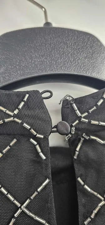 Sosandar - Black Geometric Embellished Belted Shift Dress - Black Size: Uk10