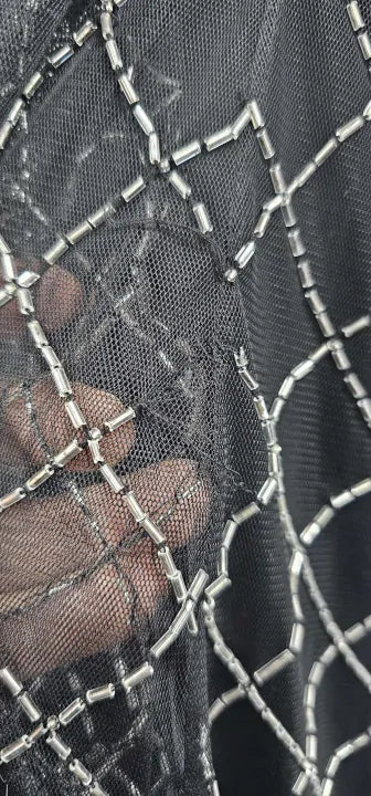 Sosandar - Black Geometric Embellished Belted Shift Dress - Black Size: Uk10