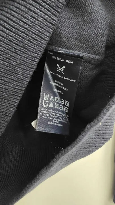 Crew Clothing - Navy 1/2 Zip Fine Cotton Jumper - Navy Size: M