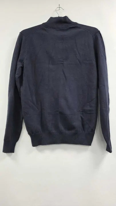Crew Clothing - Navy 1/2 Zip Fine Cotton Jumper - Navy Size: M